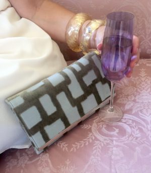 MITCHELL LIPSTICK CLUTCH IN CUT VELVET BLURRED LINES