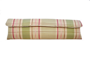 LUELLA EXTRA WIDE CLUTCH IN CANDY COLORED SILK PLAID TAFFETA