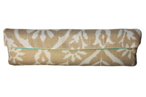 LUELLA EXTRA WIDE CLUTCH IN NUDE LINEN WITH WHITE FLORAL PRINT